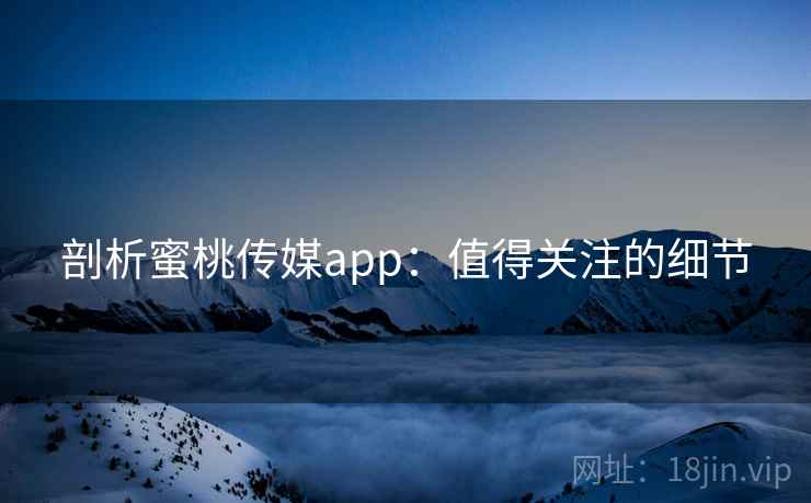 剖析蜜桃传媒app：值得关注的细节